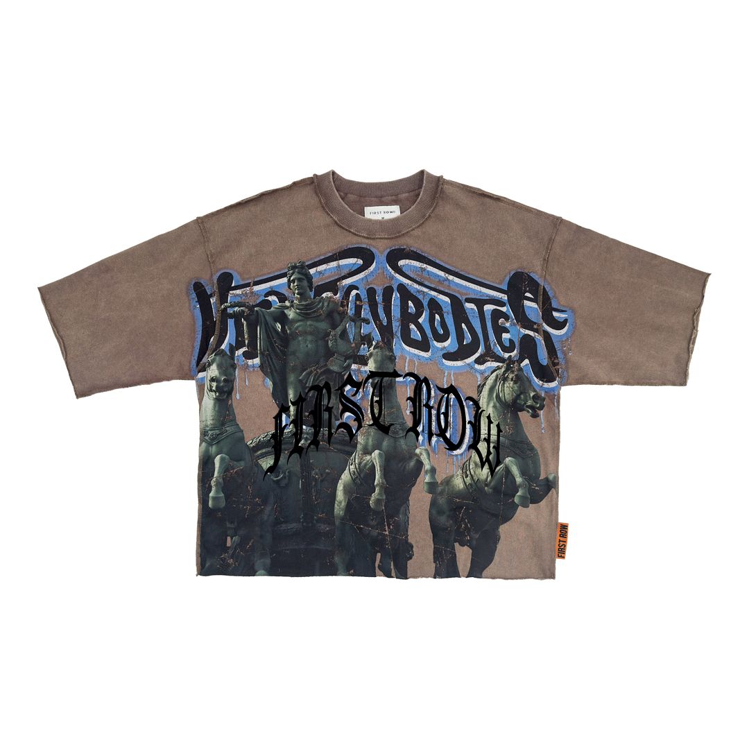 First Row Cropped Mini Terry Tee 3/4 Sleeve “Caffe”