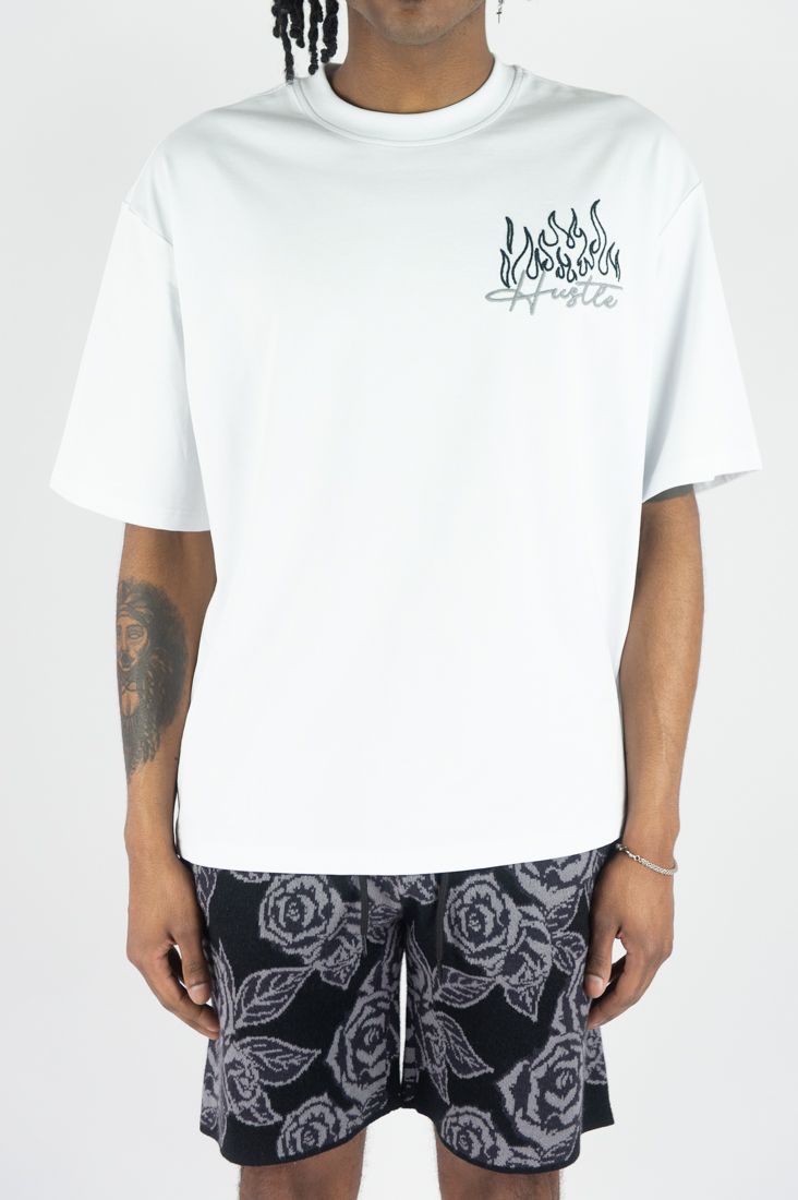 rebel minds white hustle puff print tee