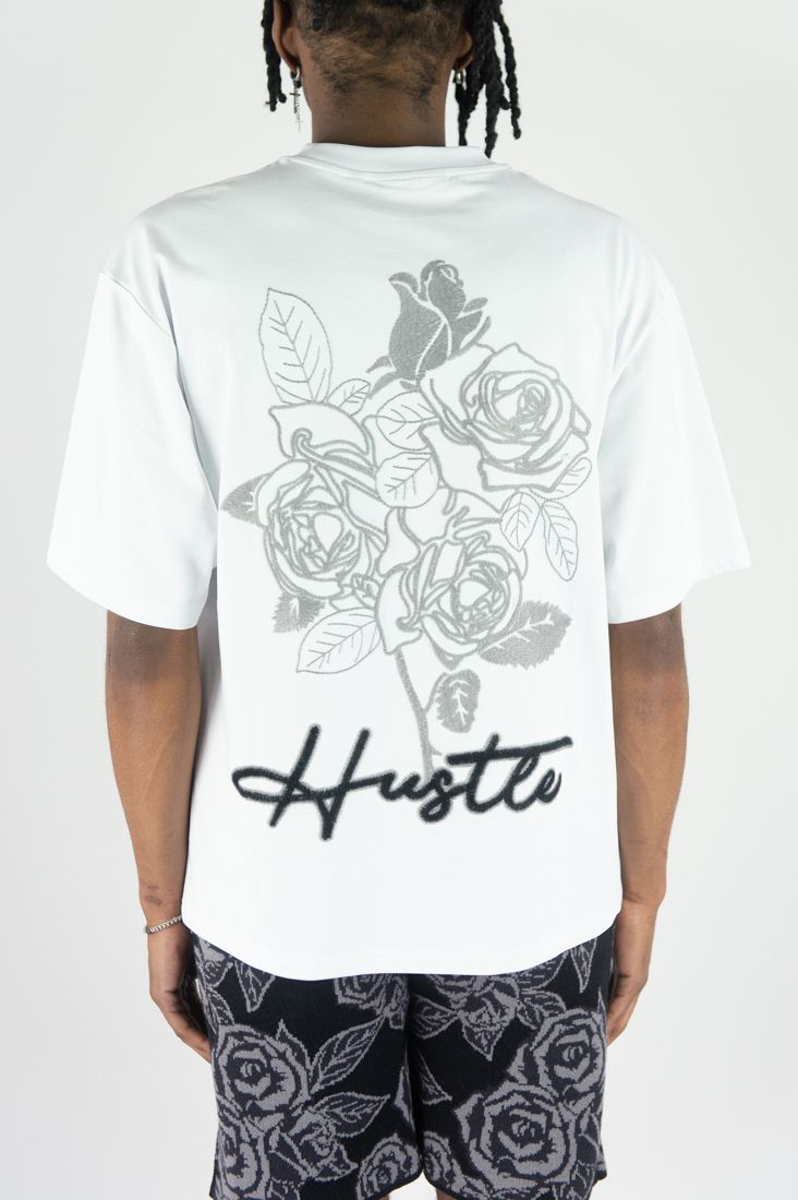 rebel minds white hustle puff print tee