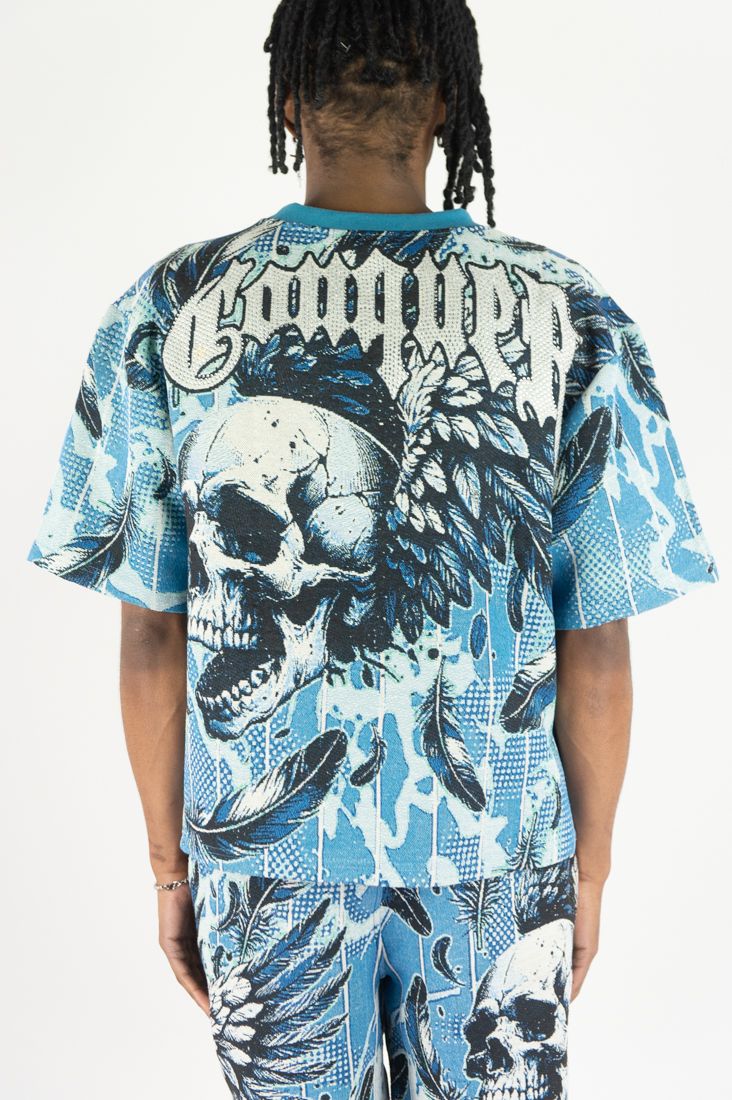 Rebel Minds Conquer R.Stone Tapestry Tee Blue