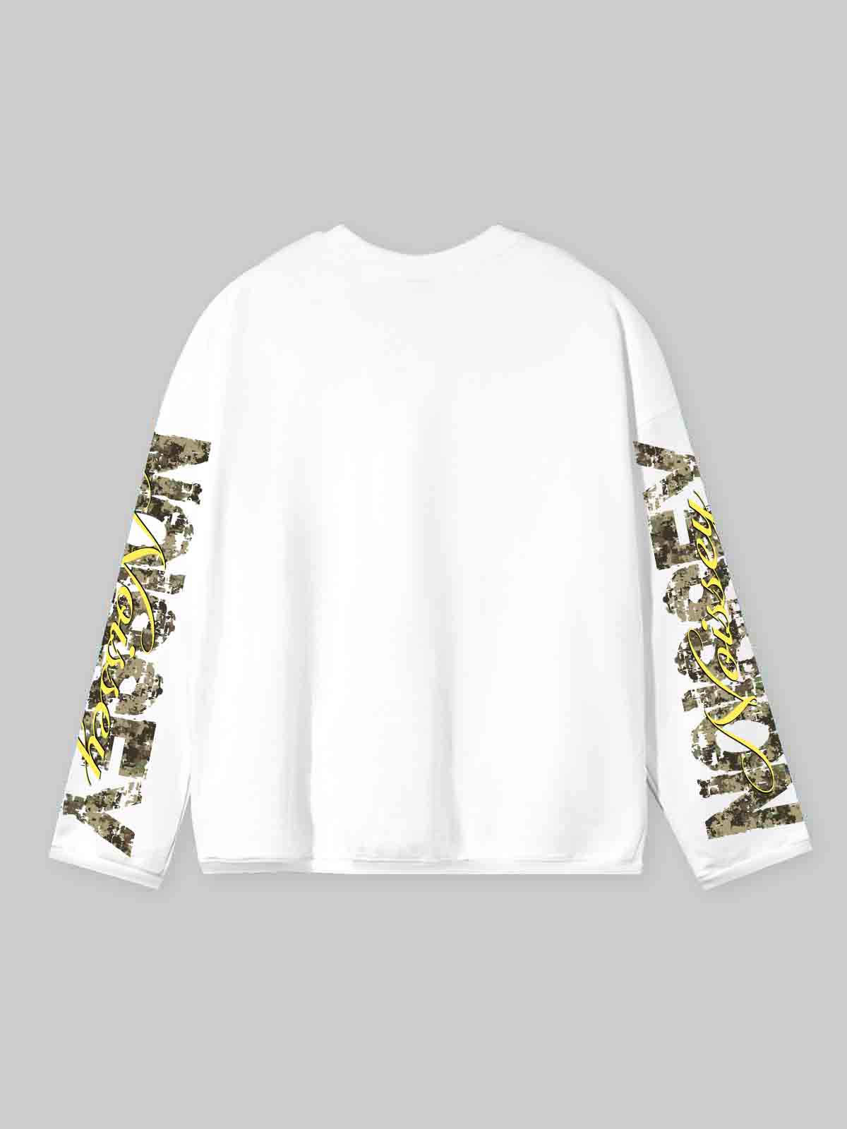 NOISSEY "Money Needs Me" Boxy Heavyweight Camo Art Long Sleeve - Cloud White