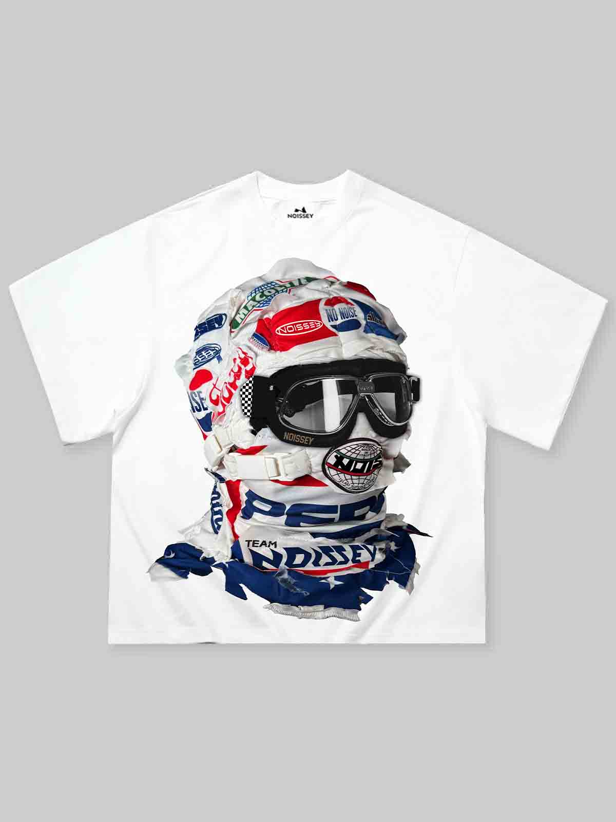 Racing-Inspired Tech Headgear Printed Boxy Oversized T-shirt