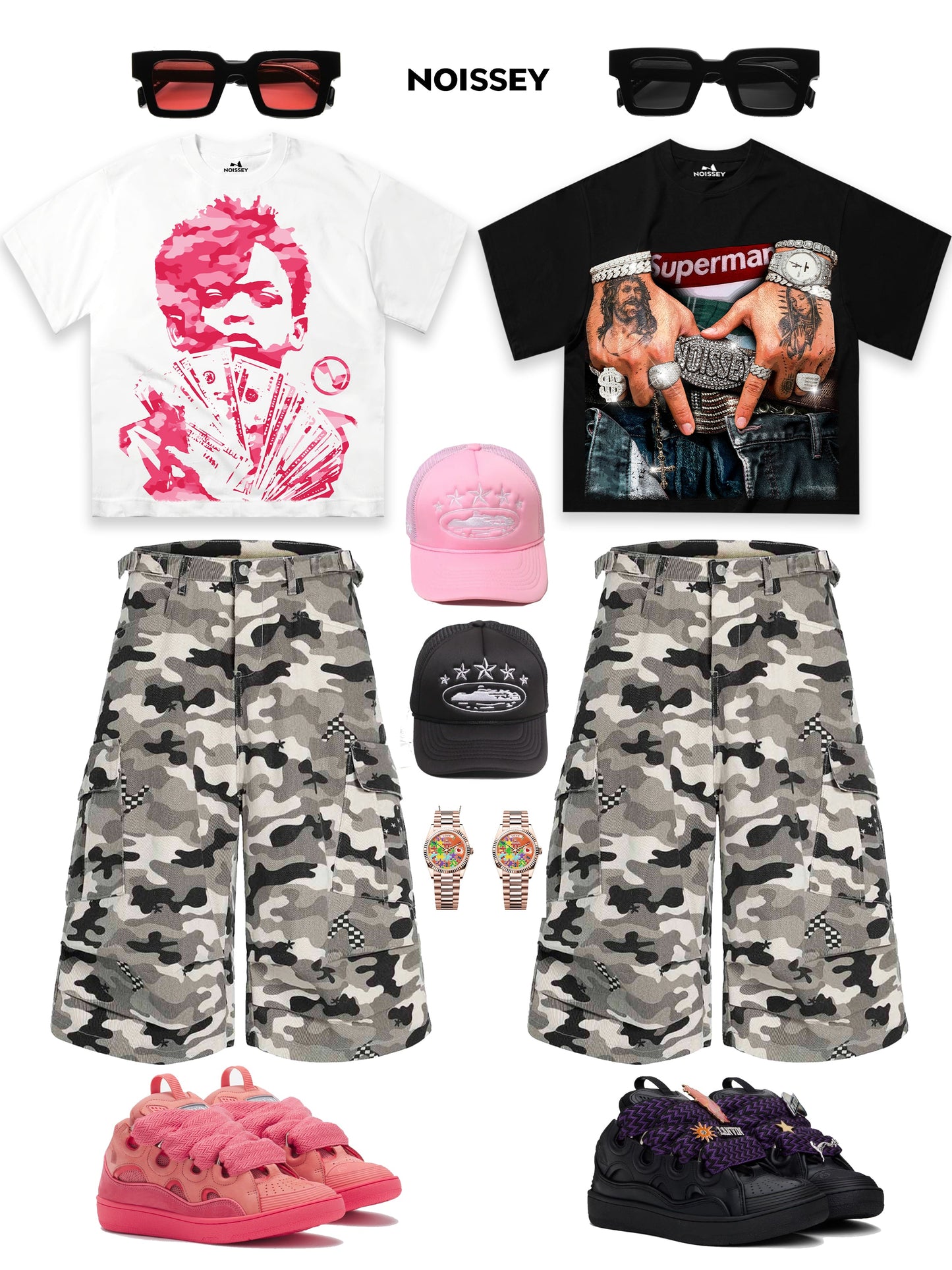 NOISSEY Pink Camo "Money Stack" Portrait Cooling Tee