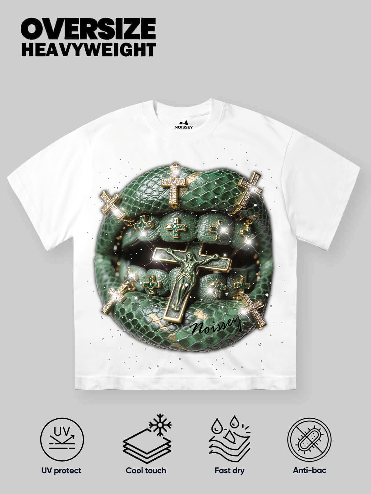 NOISSEY BRONZE SNAKESKIN - ICED OUT CROSS ART BOXY TEE