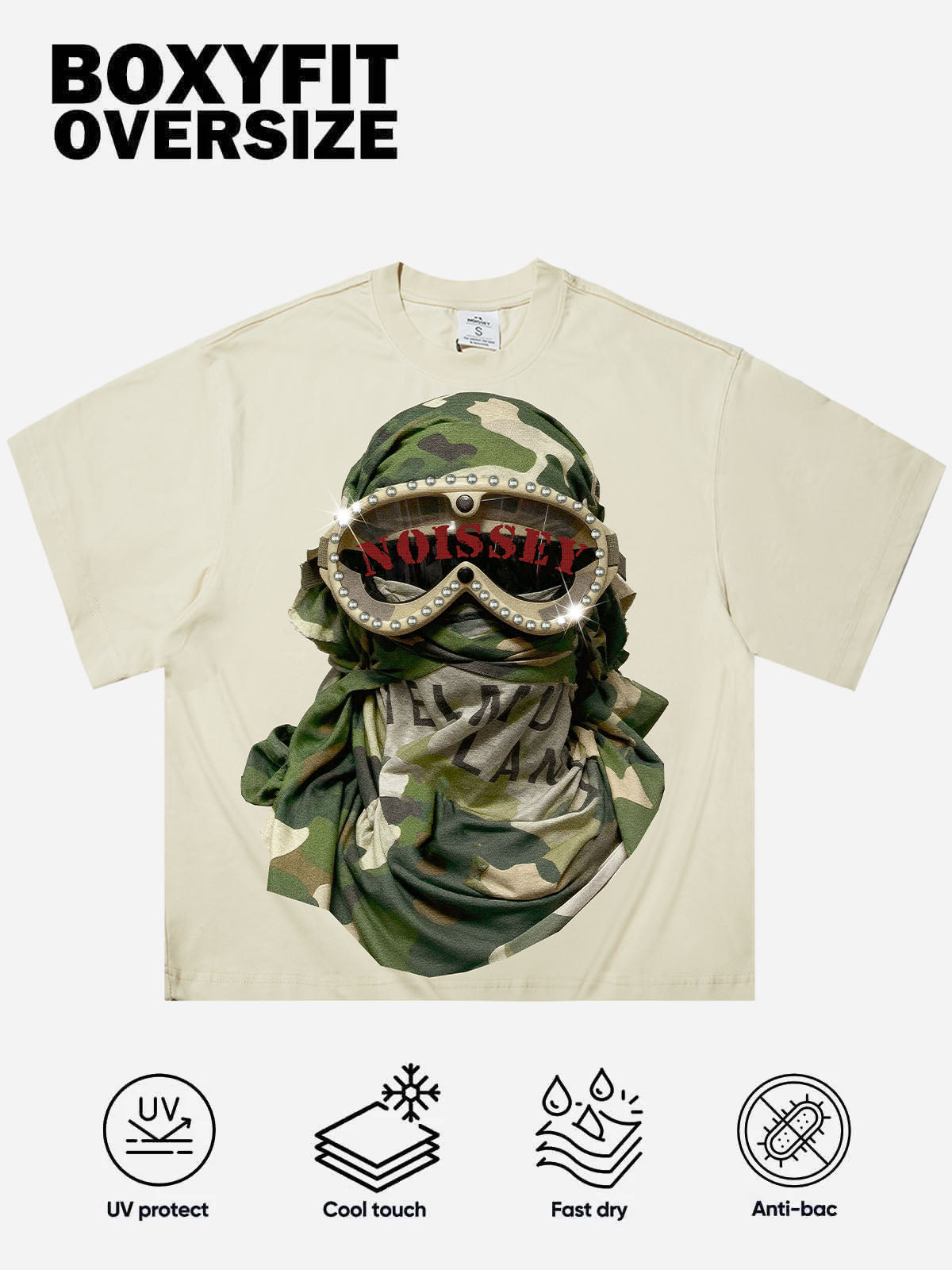 Camouflage Desert Art Headscarf Print Boxy Oversized T-shirt