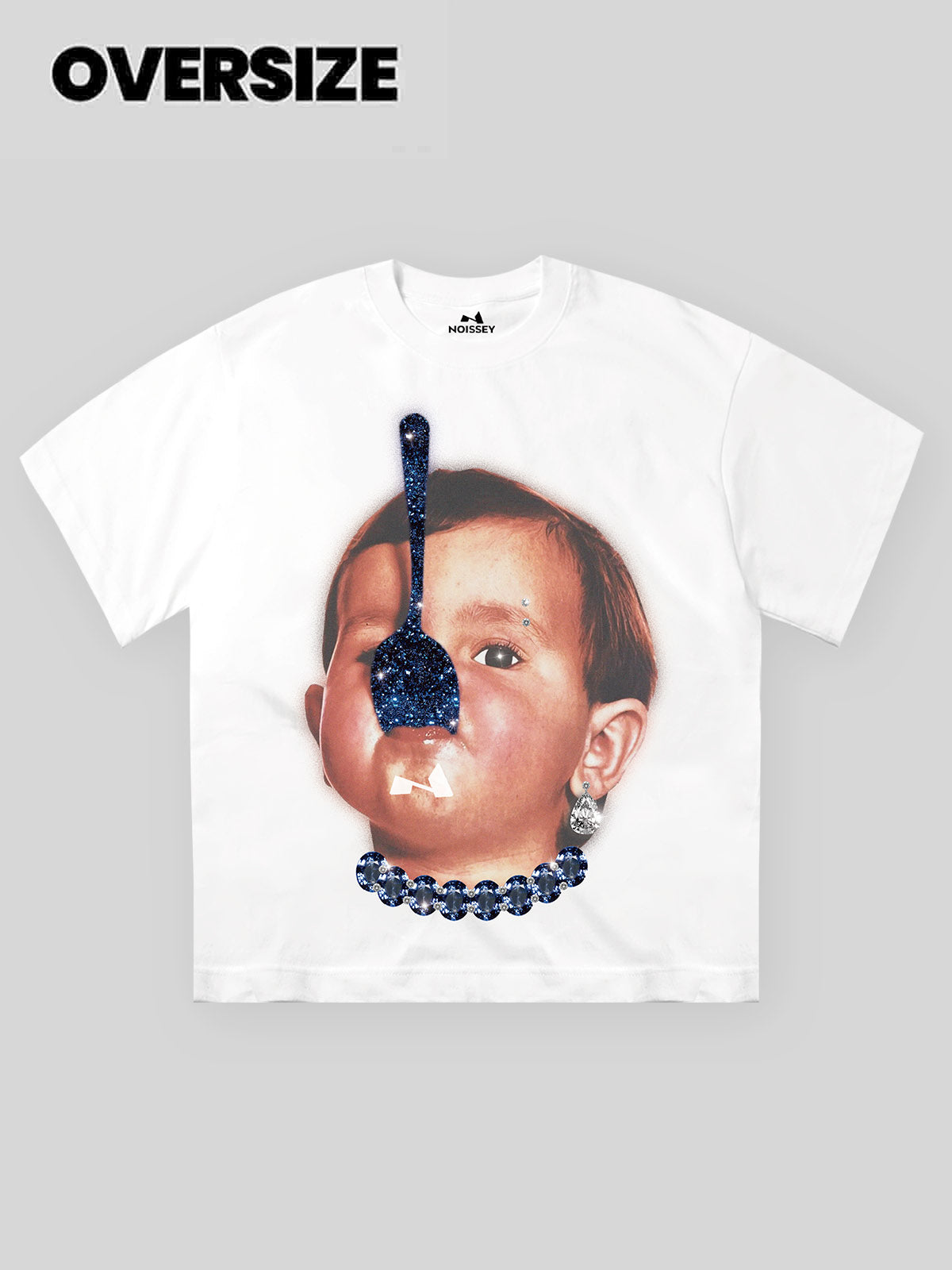 Funny spoon-covered face boy printed T-shirt