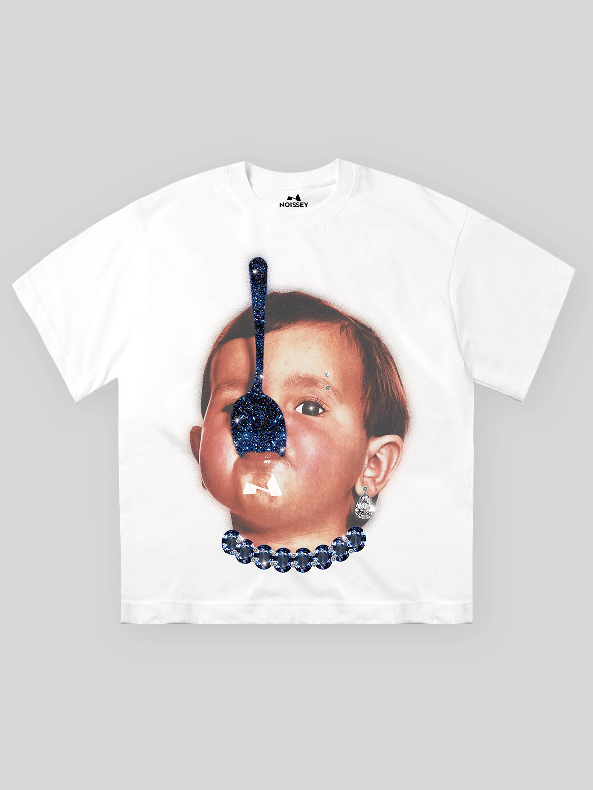 Funny spoon-covered face boy printed T-shirt