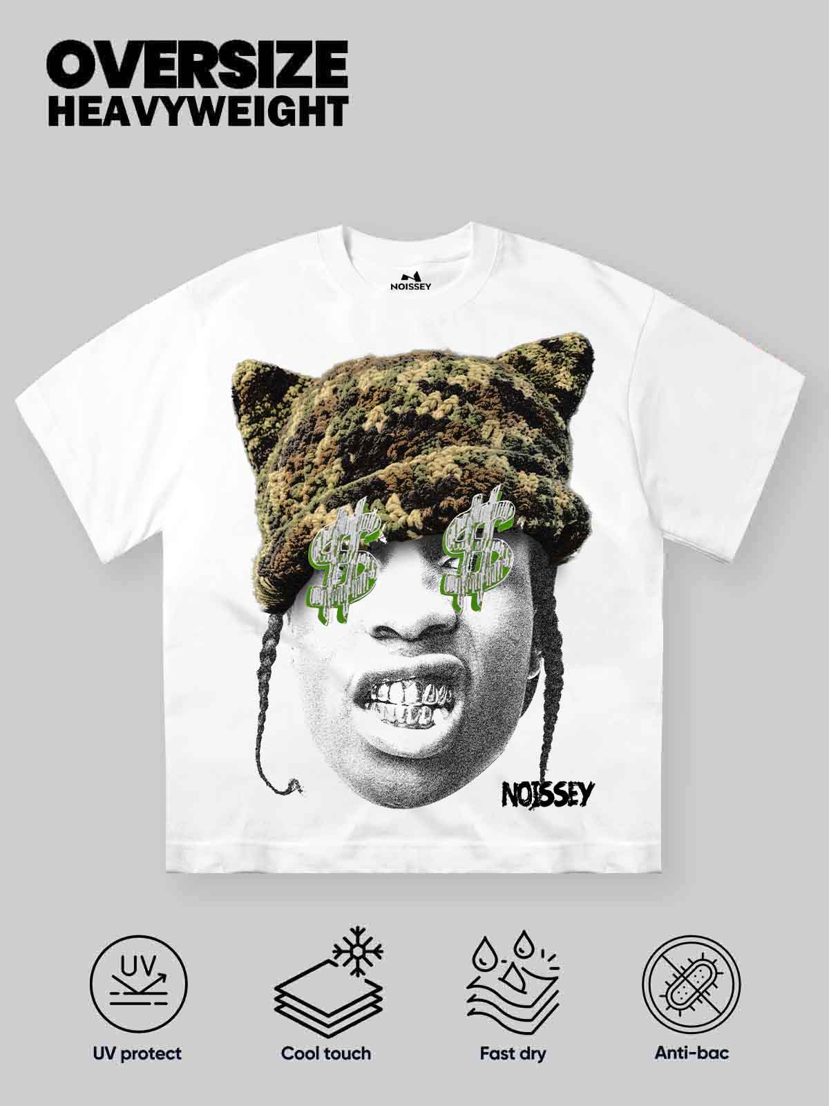 Noissey "Street Vision" Tee β Camo Cat-Ear & Money Eyes Graphic