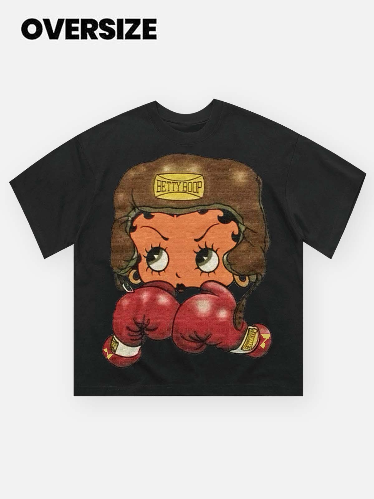 Cartoon girl Boxing Print T-shirt