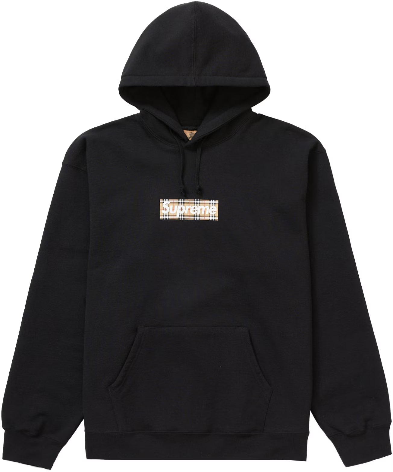 Supreme Burberry Box Logo Hooded Sweatshirt Black