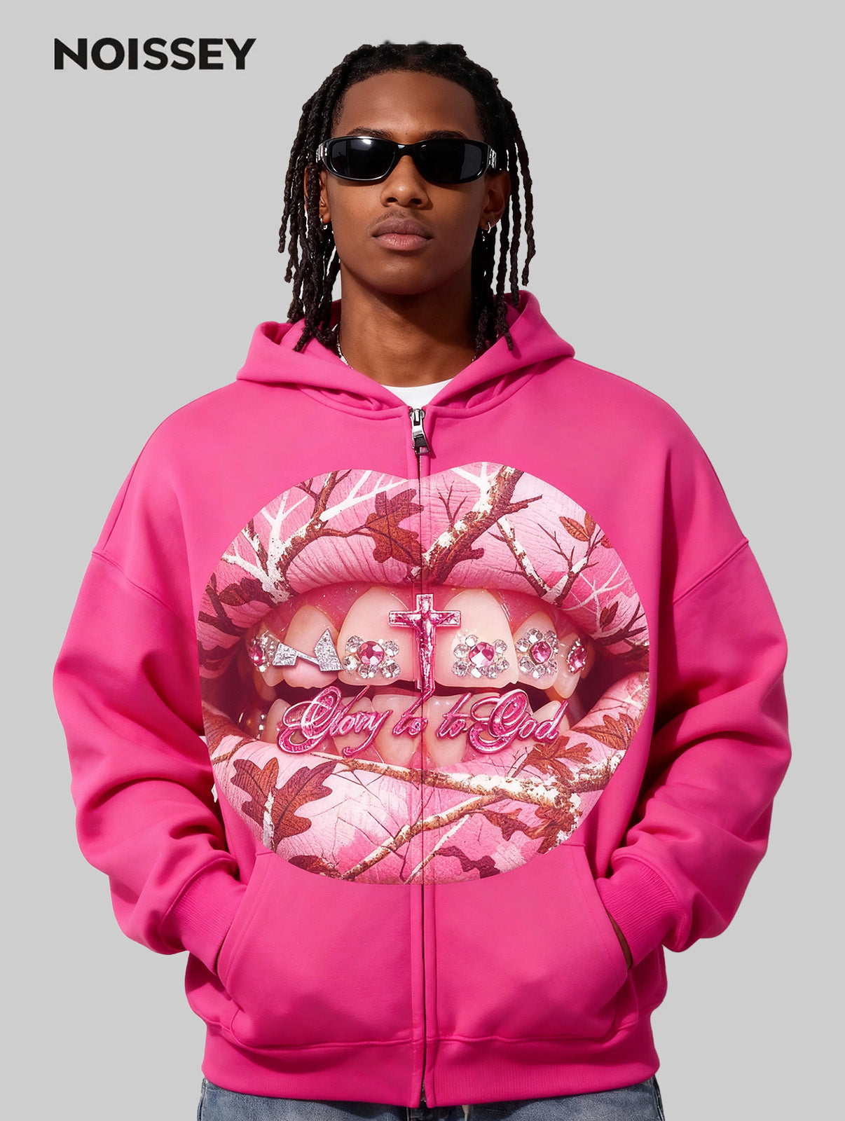 Pink Real tree Artistic Camouflage Print Warm Hoodie