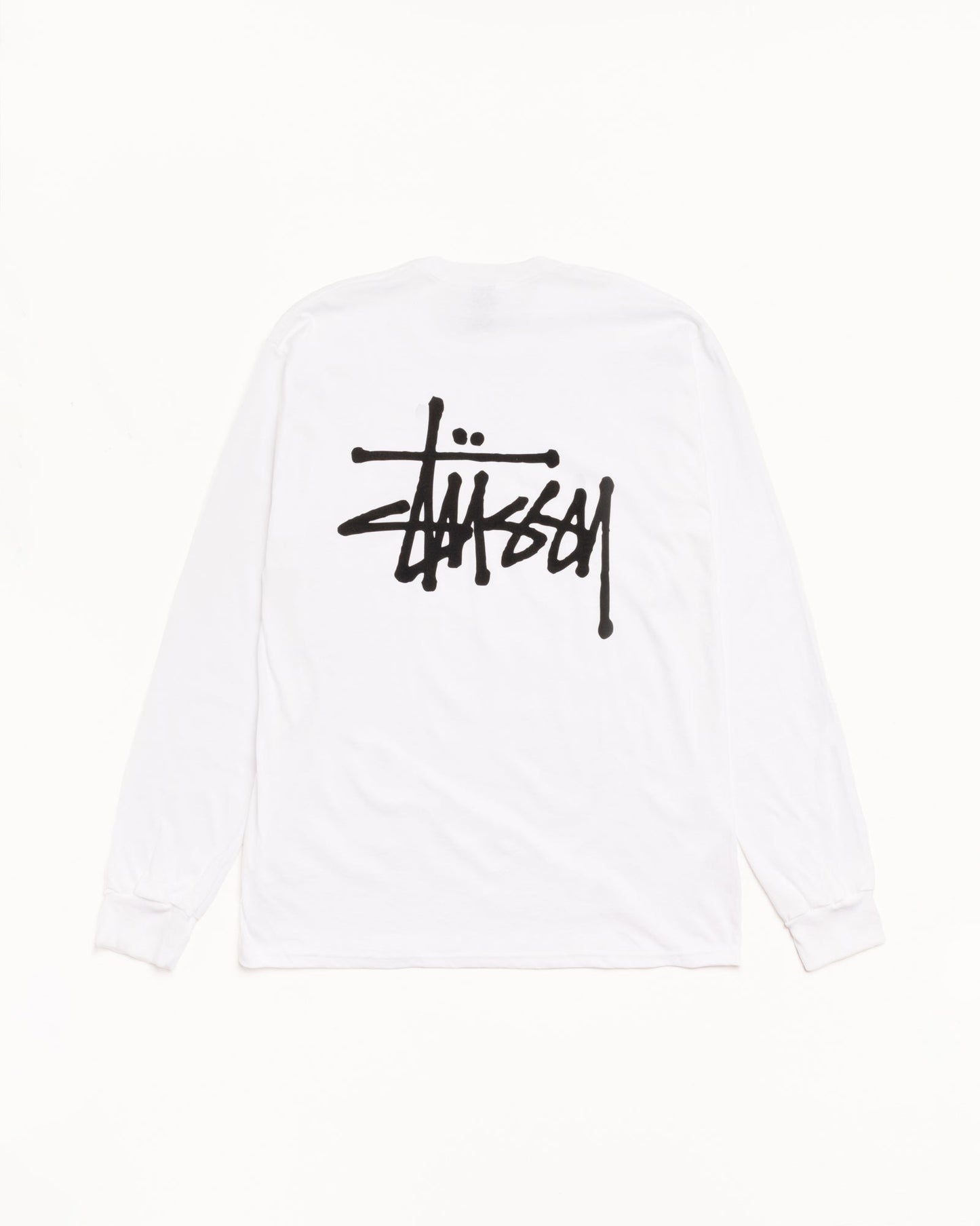 Basic Stussy Ls Tee Mens Long Sleeve In White | hero:main:collection:new-arrivals,shirts,tops-shirts,all,tees,outerwear,denim,knits,accessories,sunglasses,hoodies,sweats,mens-hoodies-sweatshirts,shorts,pants,bottoms
