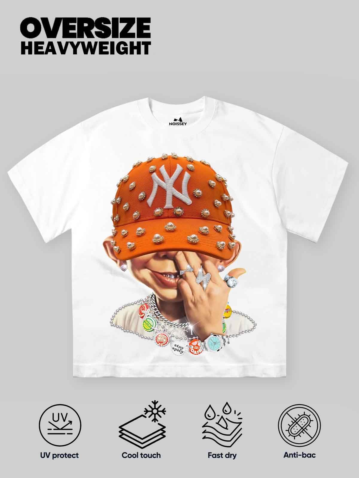 High quality Bad Boy with Orange Pearl Hat Print heavyweight T-shirt