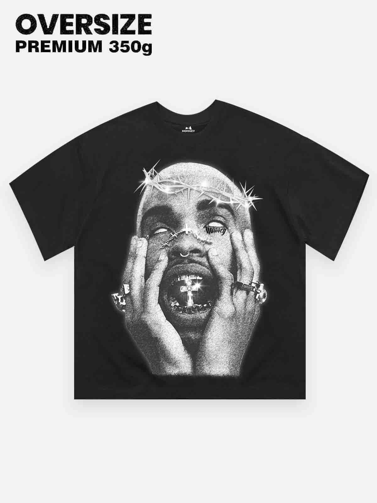High Quality Vintage Portrait Thorn Print 350g T-shirt