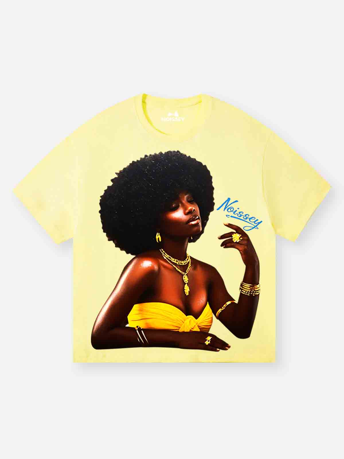 Charm Queen Art Painting Style Lemon Yellow Print T-shirt
