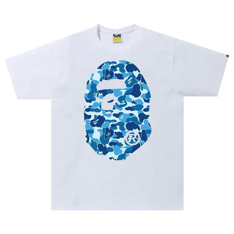 Bape White shirt Big Head Blue/Baby Blue
