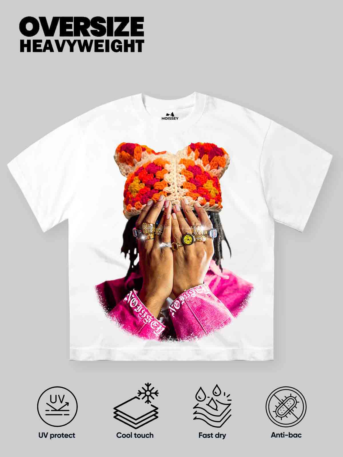High Quality Jewel Ring & Orange Kitty Cap Wash Print heavyweight T-shirt