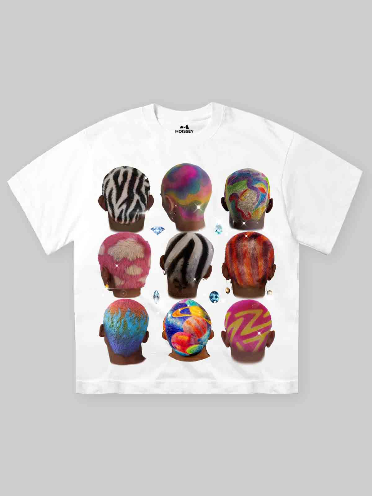 Exclusive Colorful Diamond Print White print T-shirt