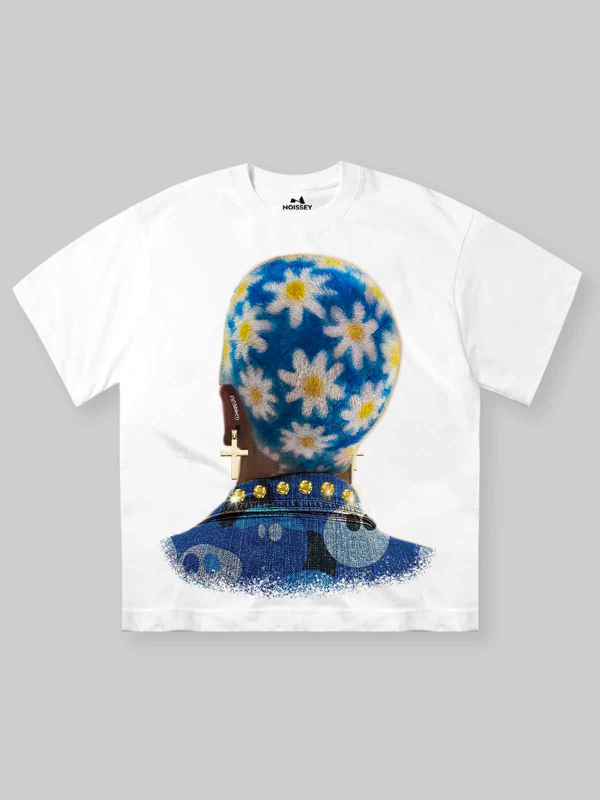 High-Quality Blue Daisy Hairstyle Print heavyweight T-shirt