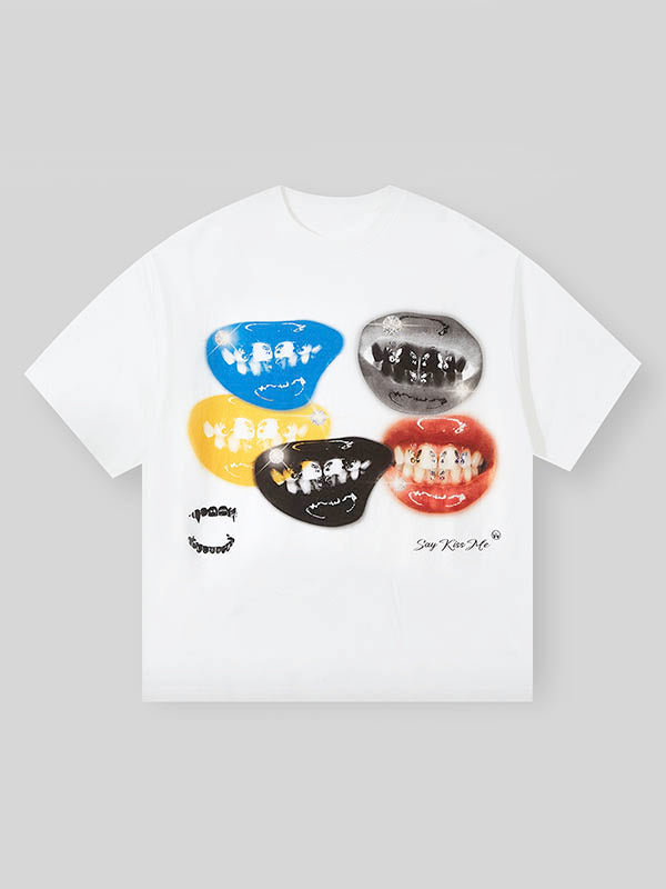 BOUNCE BACK© Colorful Lip Print T-shirt