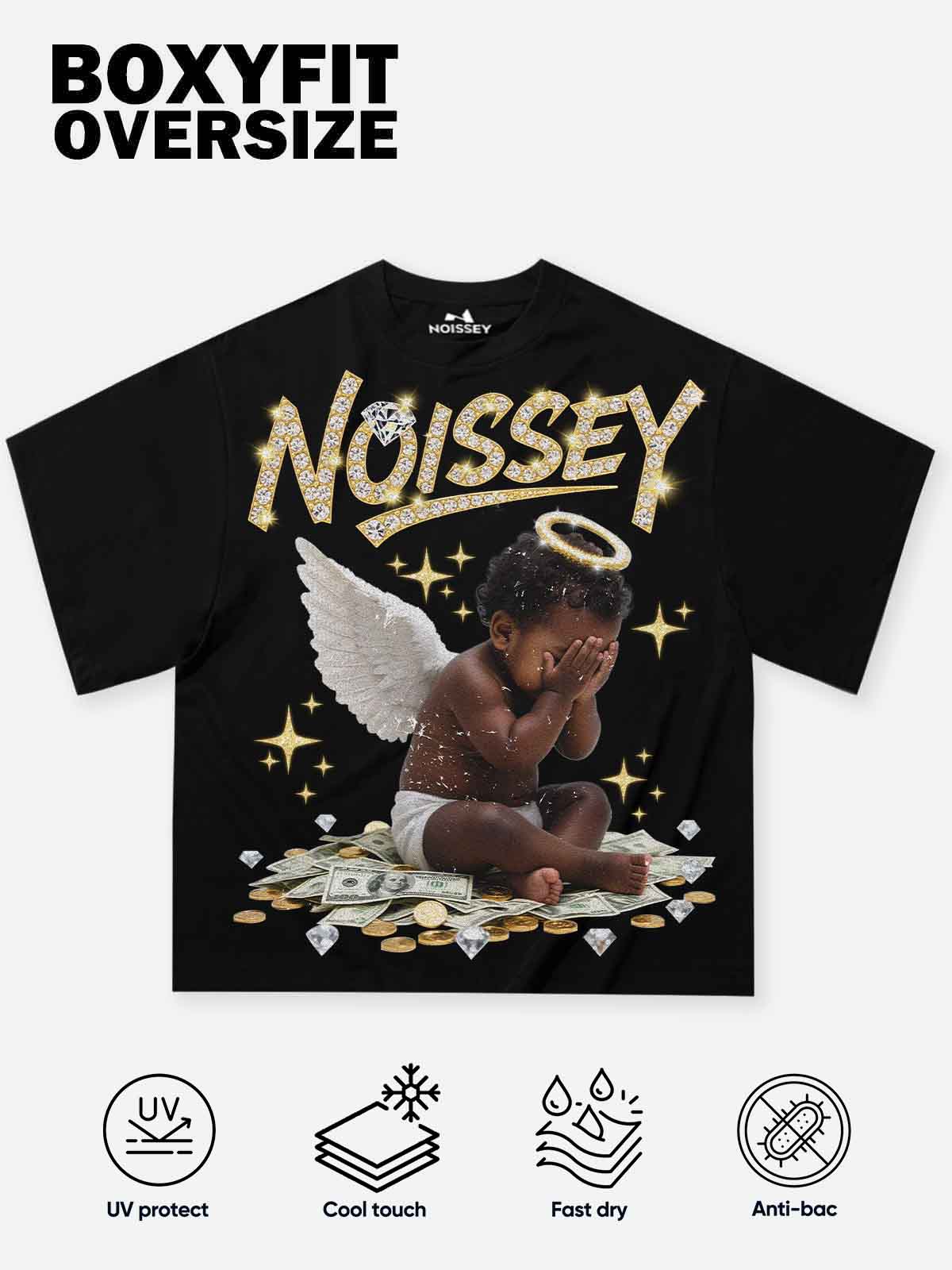 Crying Money Angel Print Boxy Oversized T-shirt