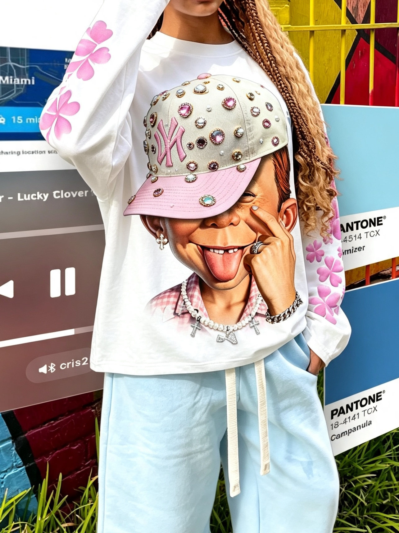 NOISSEY "Lucky Clover Kid" Graphic Long Sleeve - Heavyweight Studio White