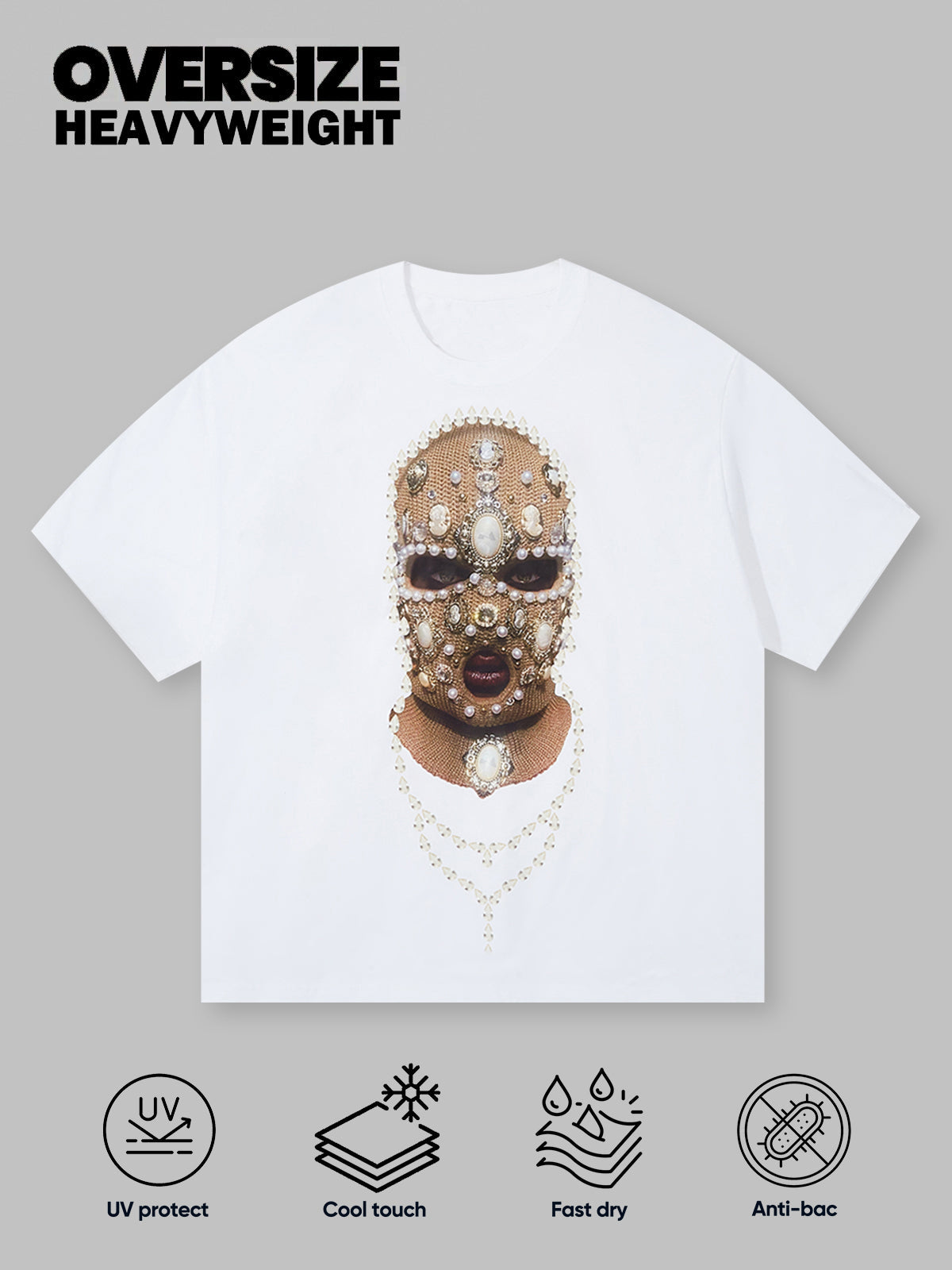 BOUNCE BACK© Pearl Knit Collage Face Mask White T-shirt