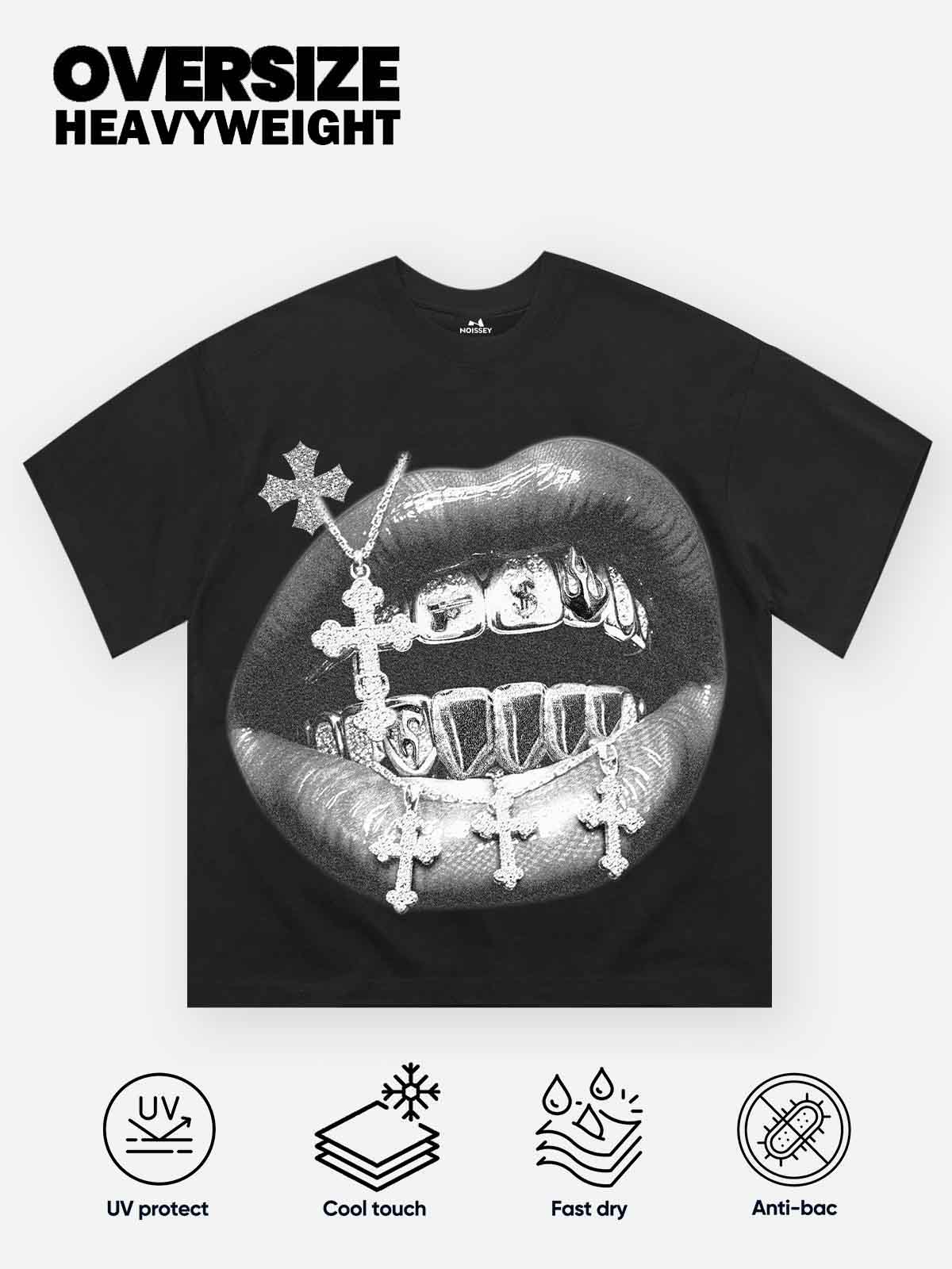 High quality Cross Vintage Grills Black Print 350g T-shirt