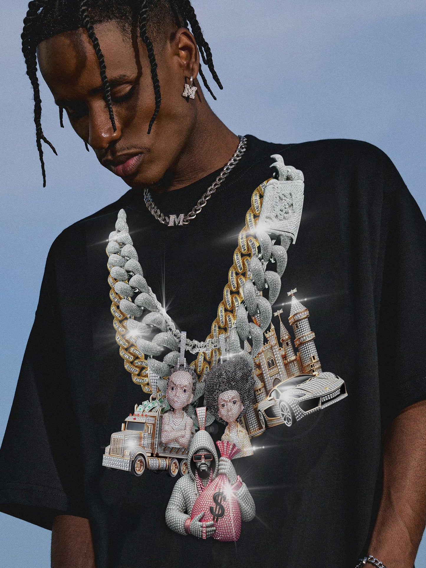 BOUNCE BACK© exclusive diamond necklace print T-shirt