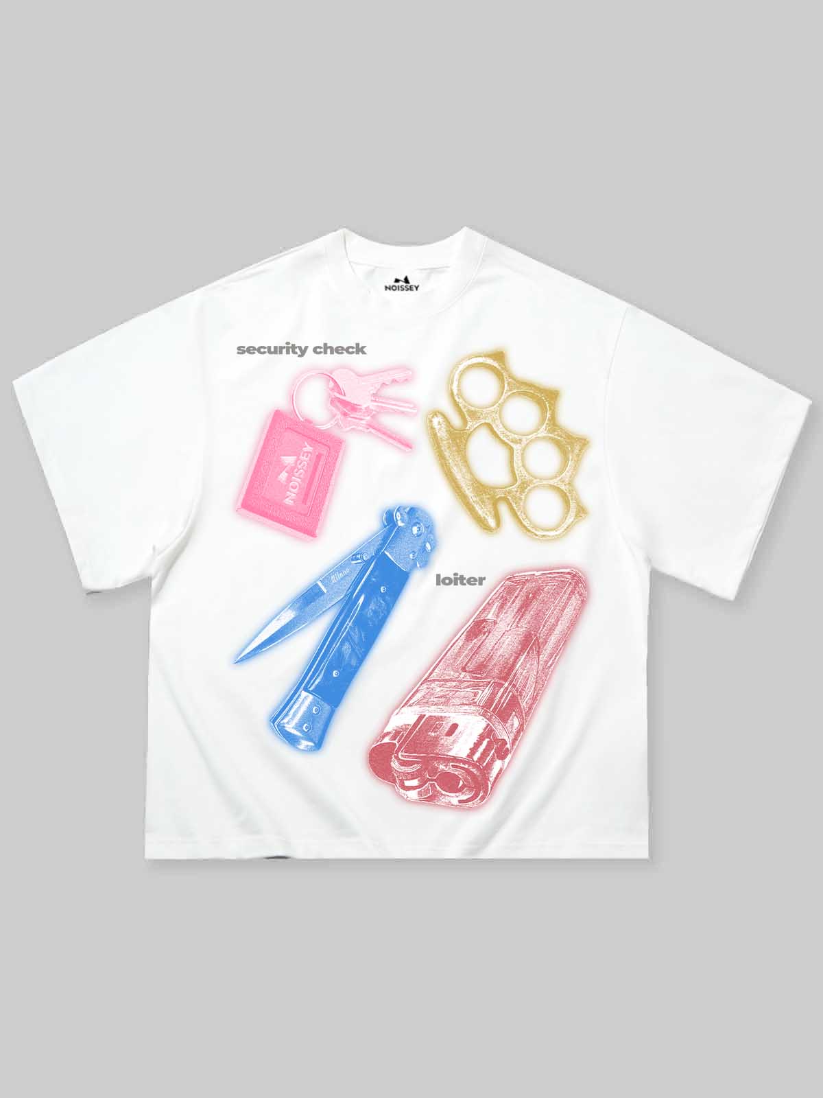 "SECURITY CHECK" Double-Sided Print Boxy Oversized T-Shirt