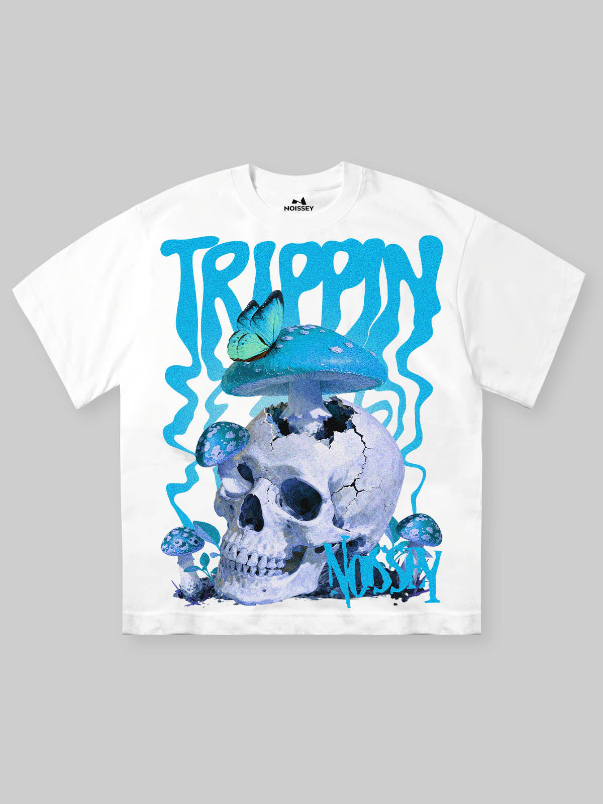 Hallucinogenic Mushroom Oversized Black & White Print T-Shirt