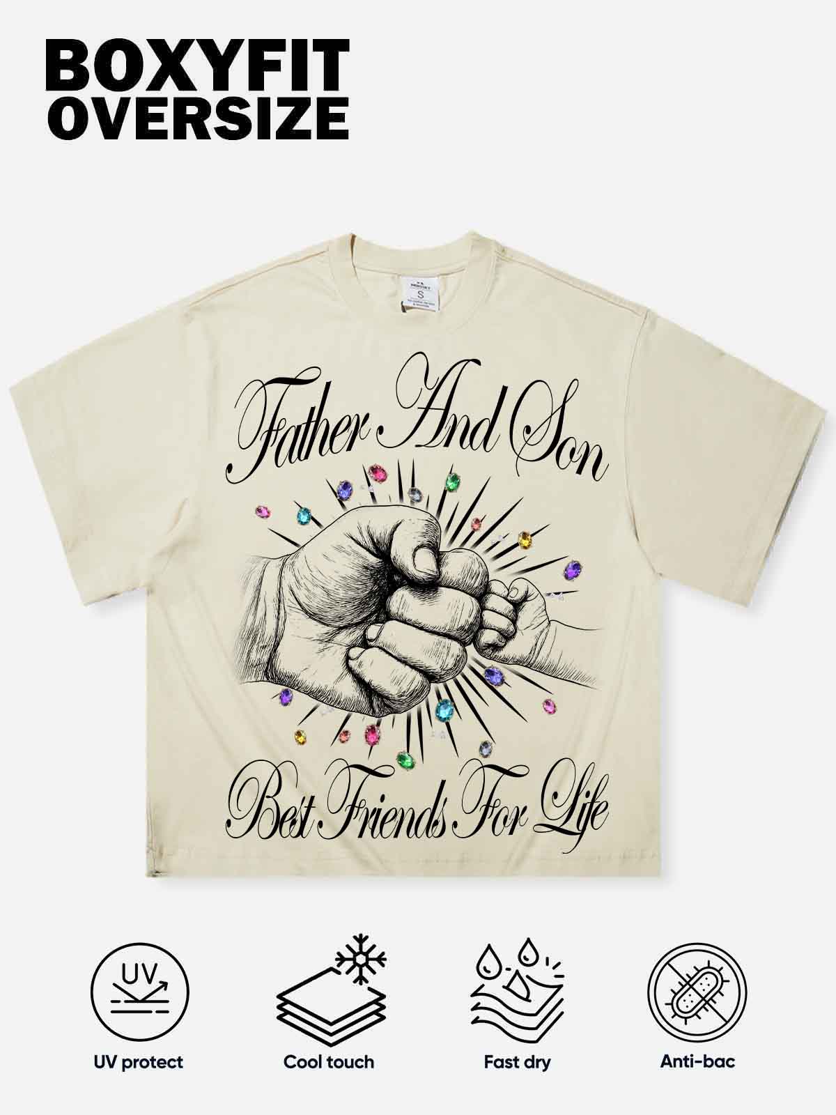 “Father and son best friends for life” Boxy Oversized T- shirt