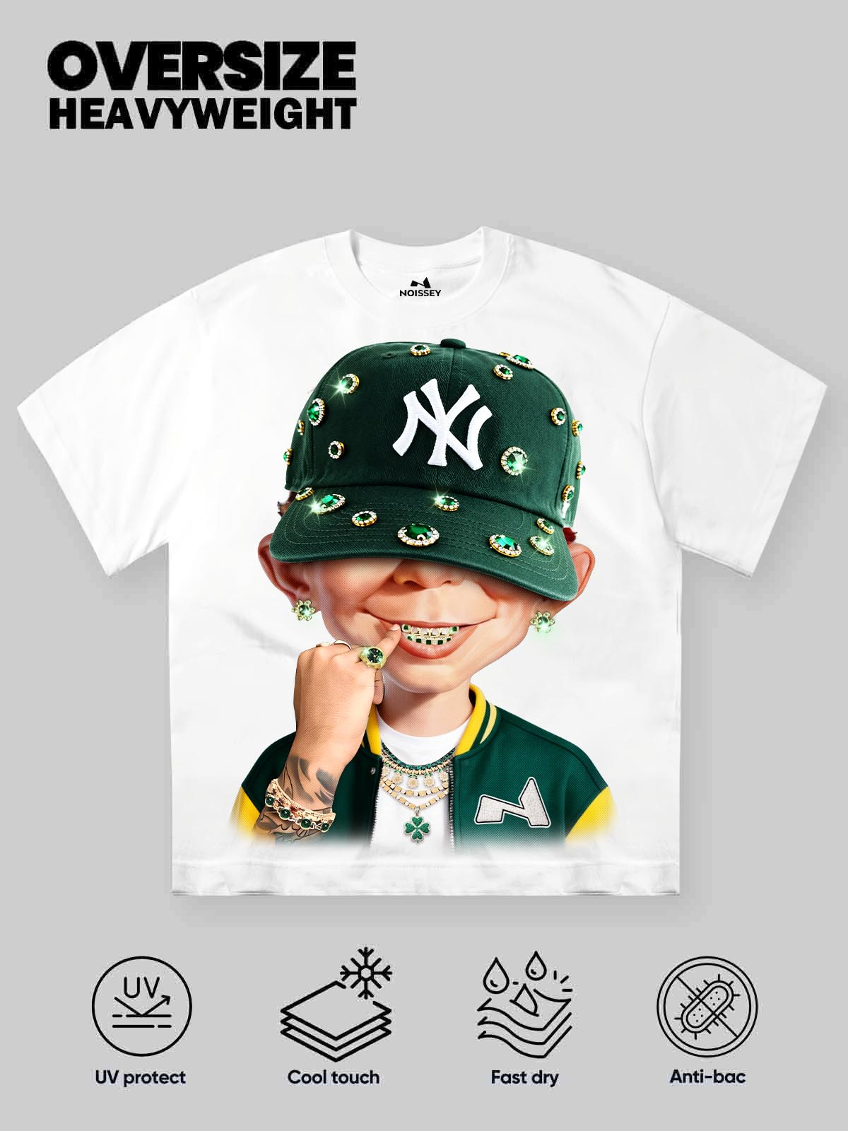 Bad Boy and His Green Diamond Hat Oversized T-Shirt