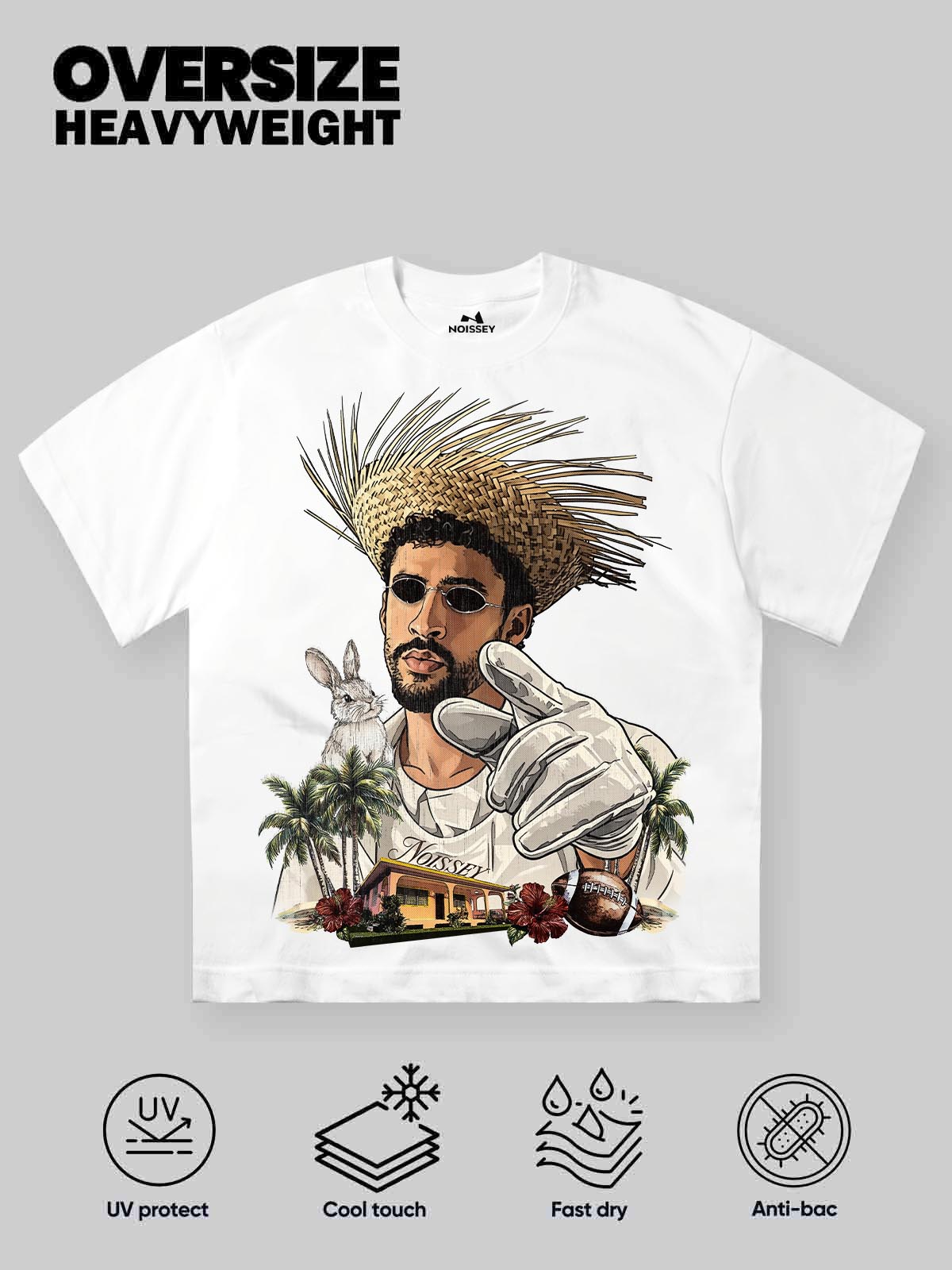 NOISSEY TROPICAL CHARACTER ART PRINT OVERSIZED T-SHIRT