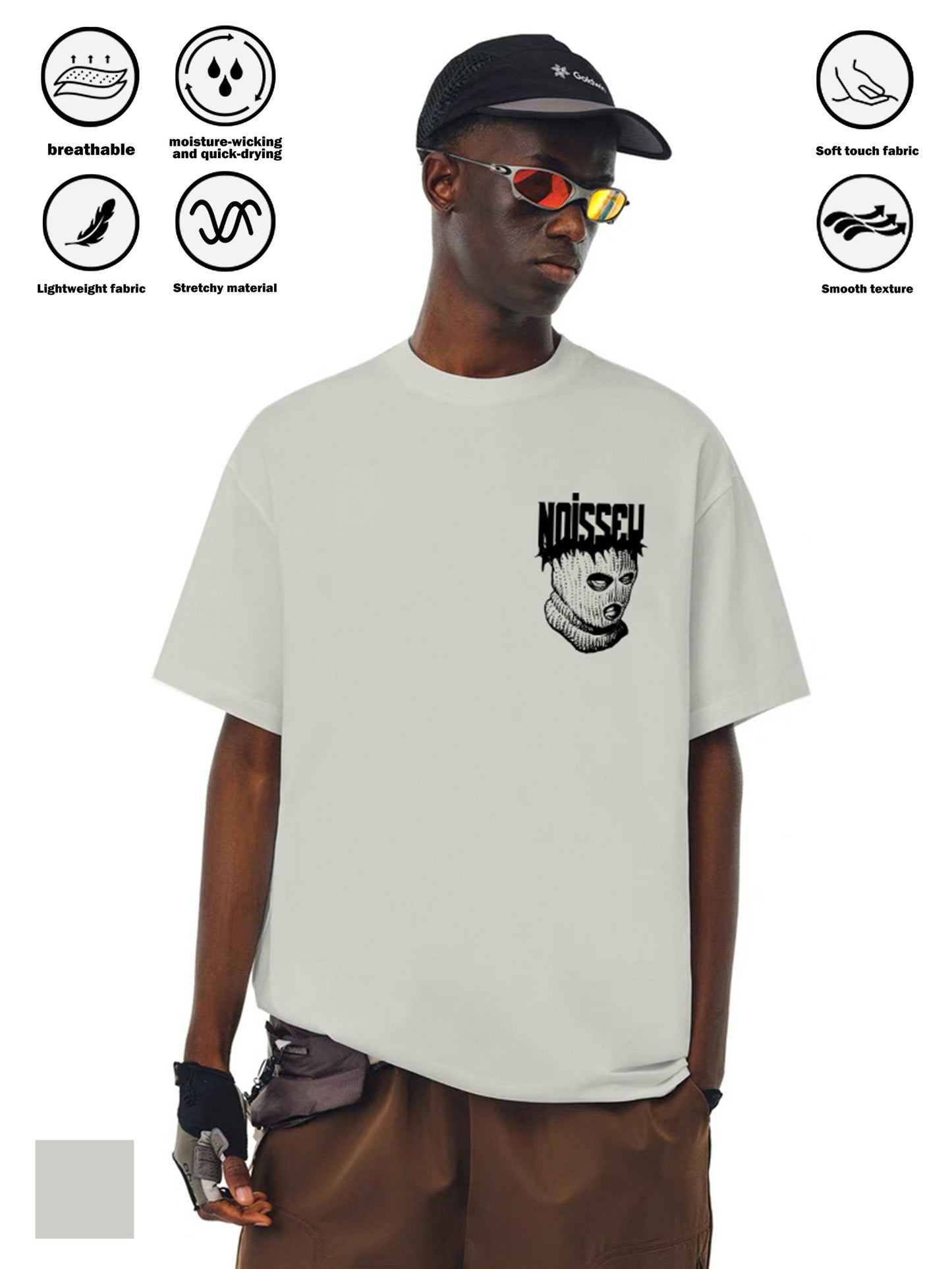 Sports T-shirt for Women with Black and White Balaclava Front & Back Print