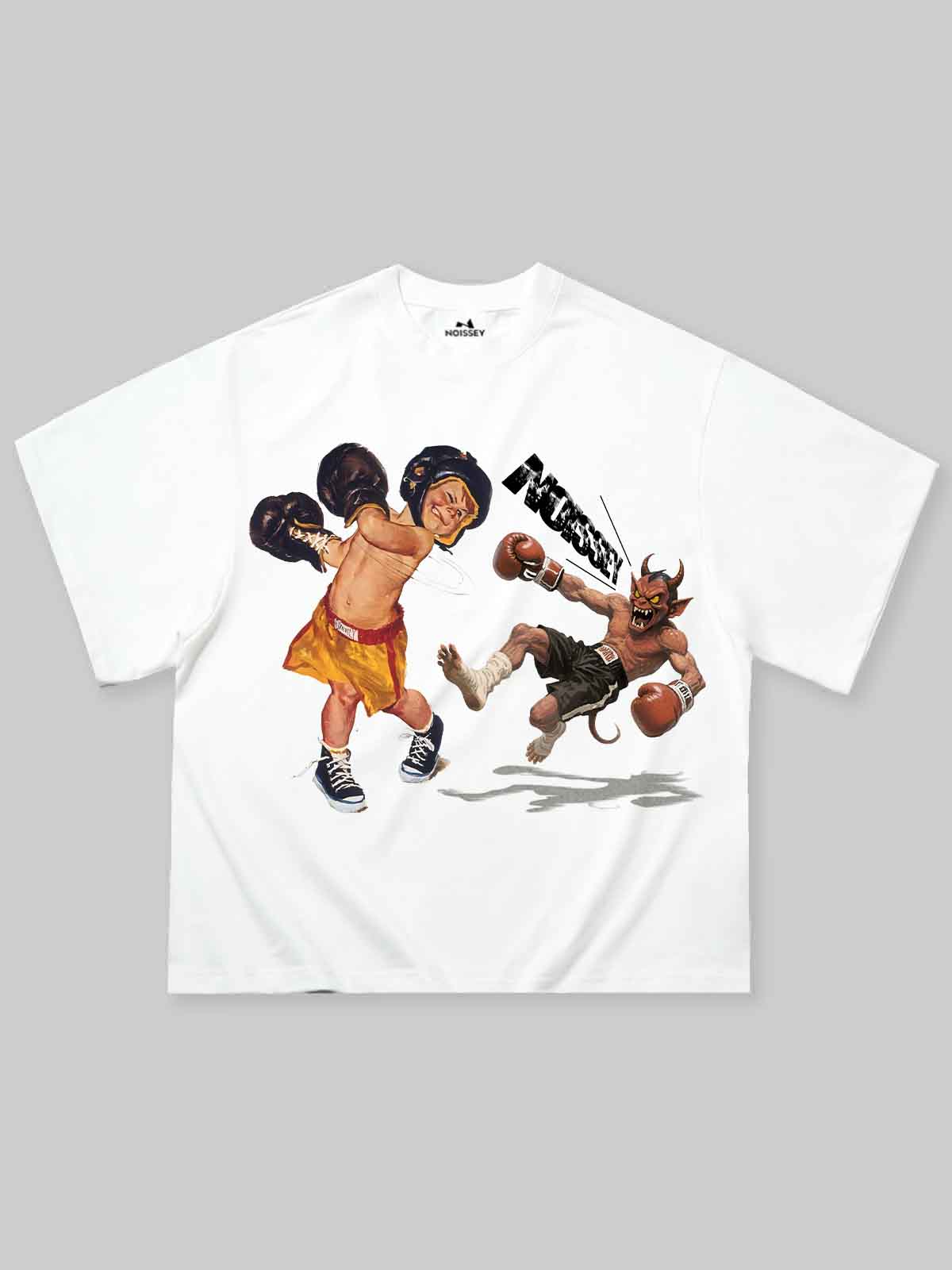 Boxy Oversized T-Shirt "One Punch!" Retro Illustration Print