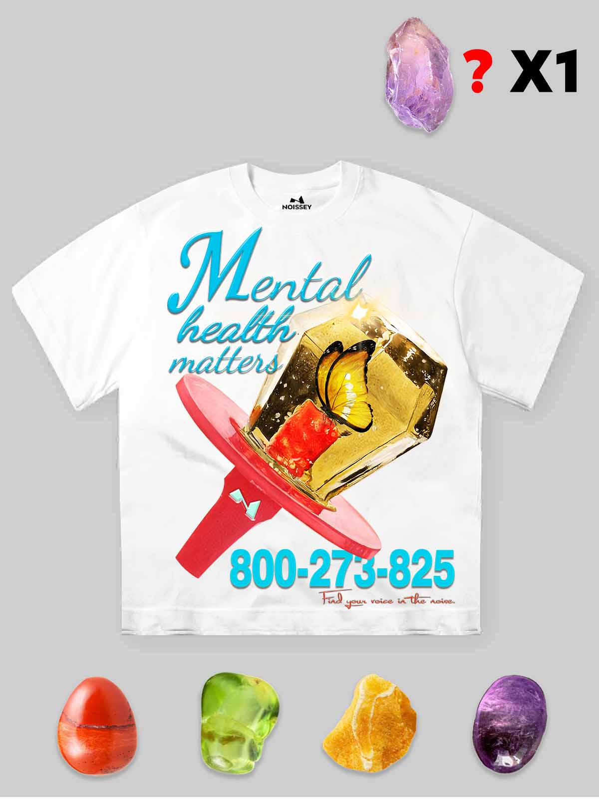 Amber Butterfly Diamond Lollipop Print T-shirt