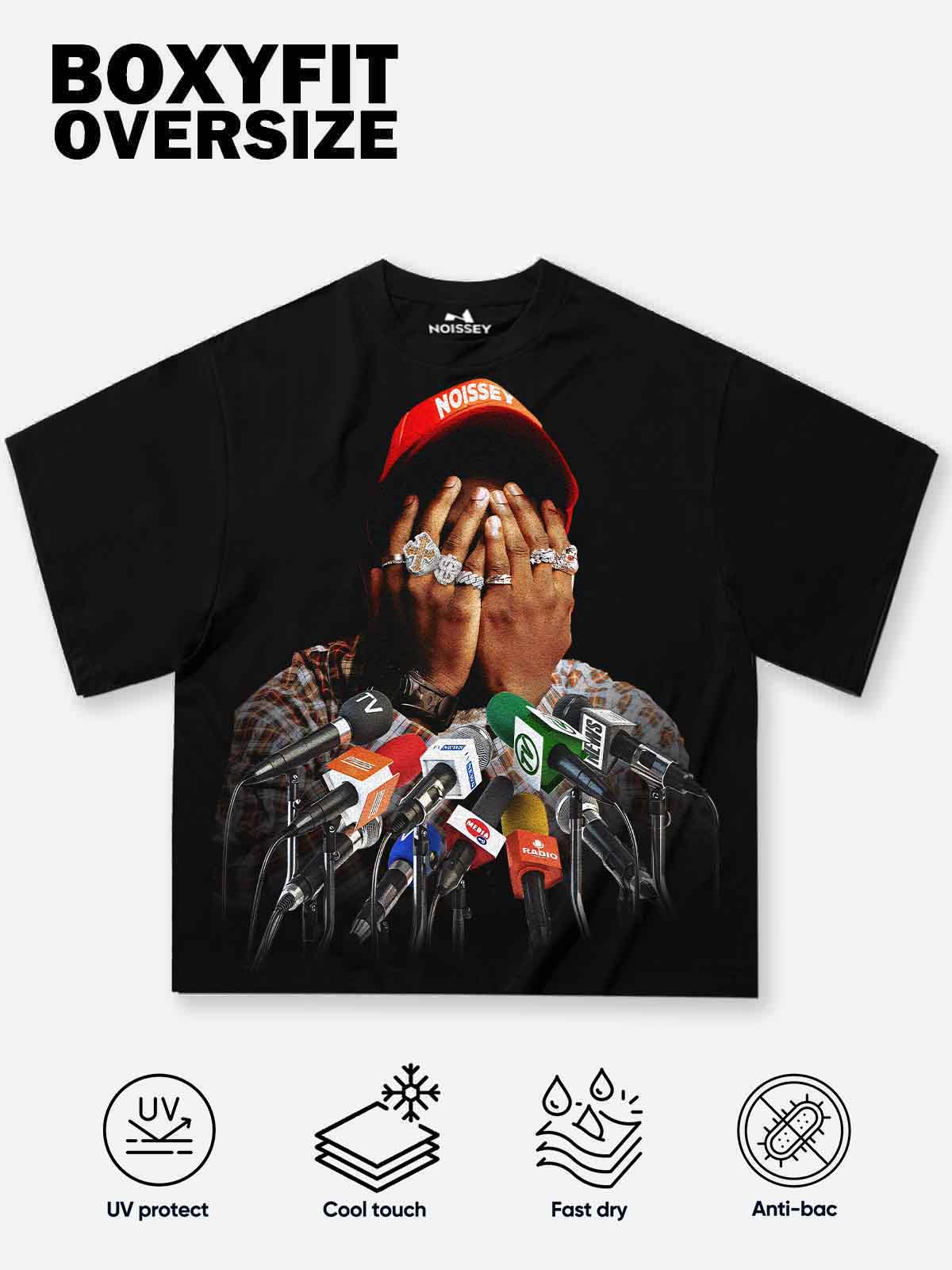 NOISSEY "No Talk" Paparazzi Press Cooling Boxy Tee - Black