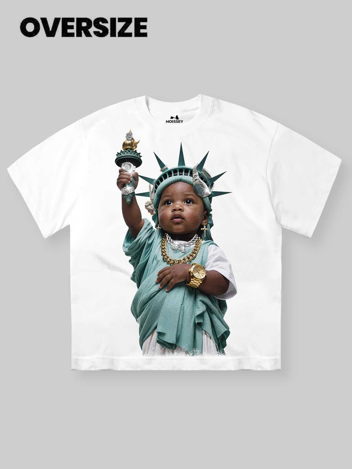 Statue of Liberty Kid Street Art Print T-Shirt
