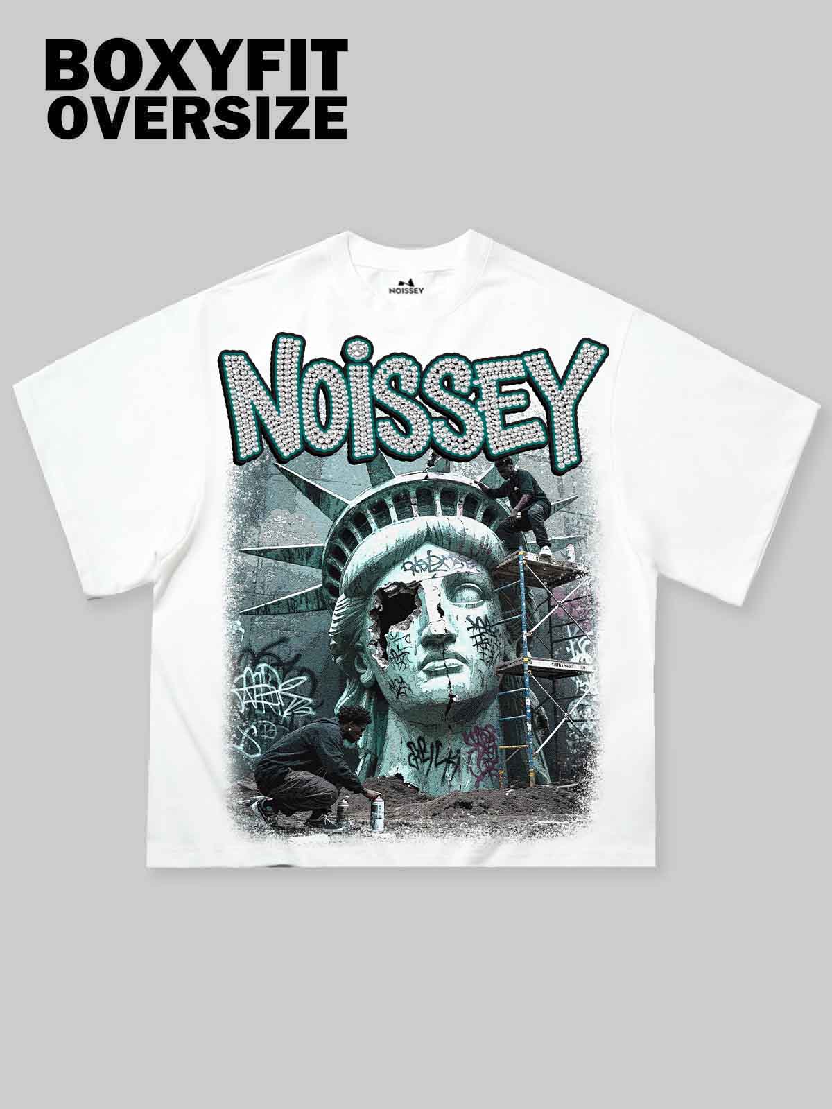 Boxy Oversized T-shirt with Graffiti Art Print