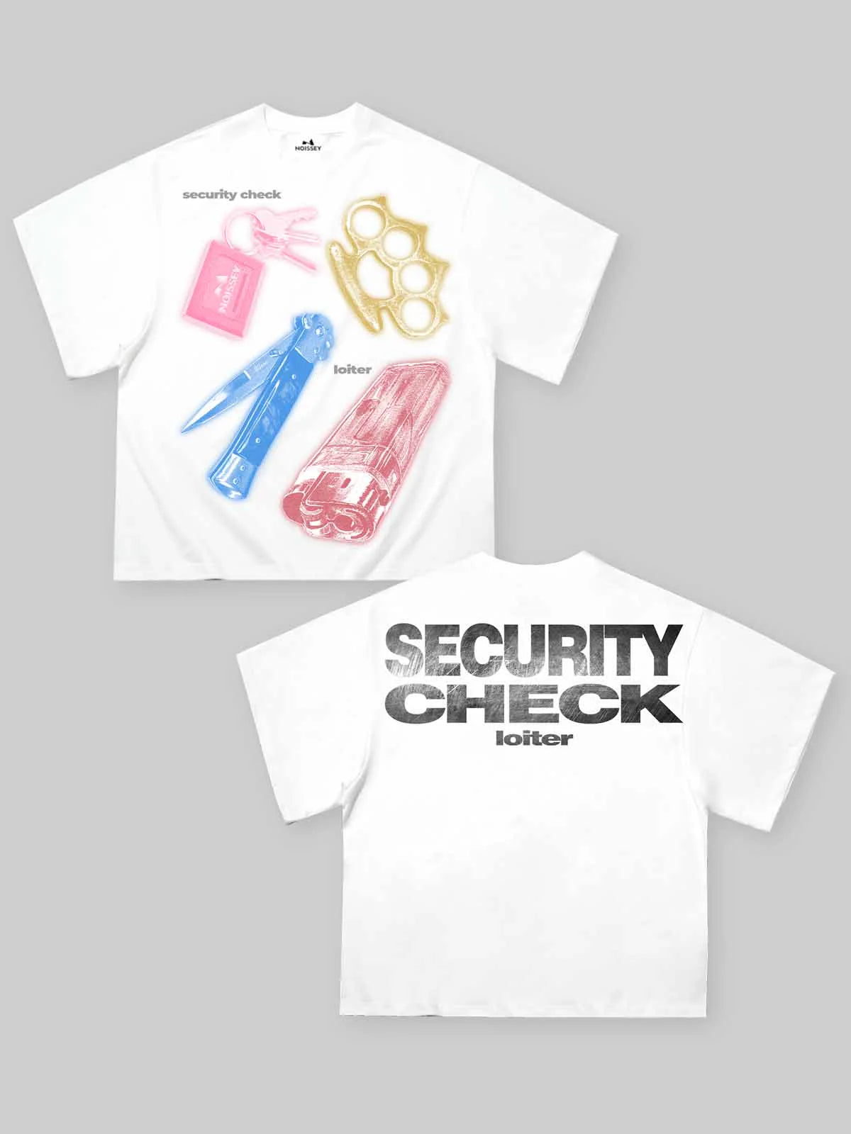 "SECURITY CHECK" Double-Sided Print Boxy Oversized T-Shirt