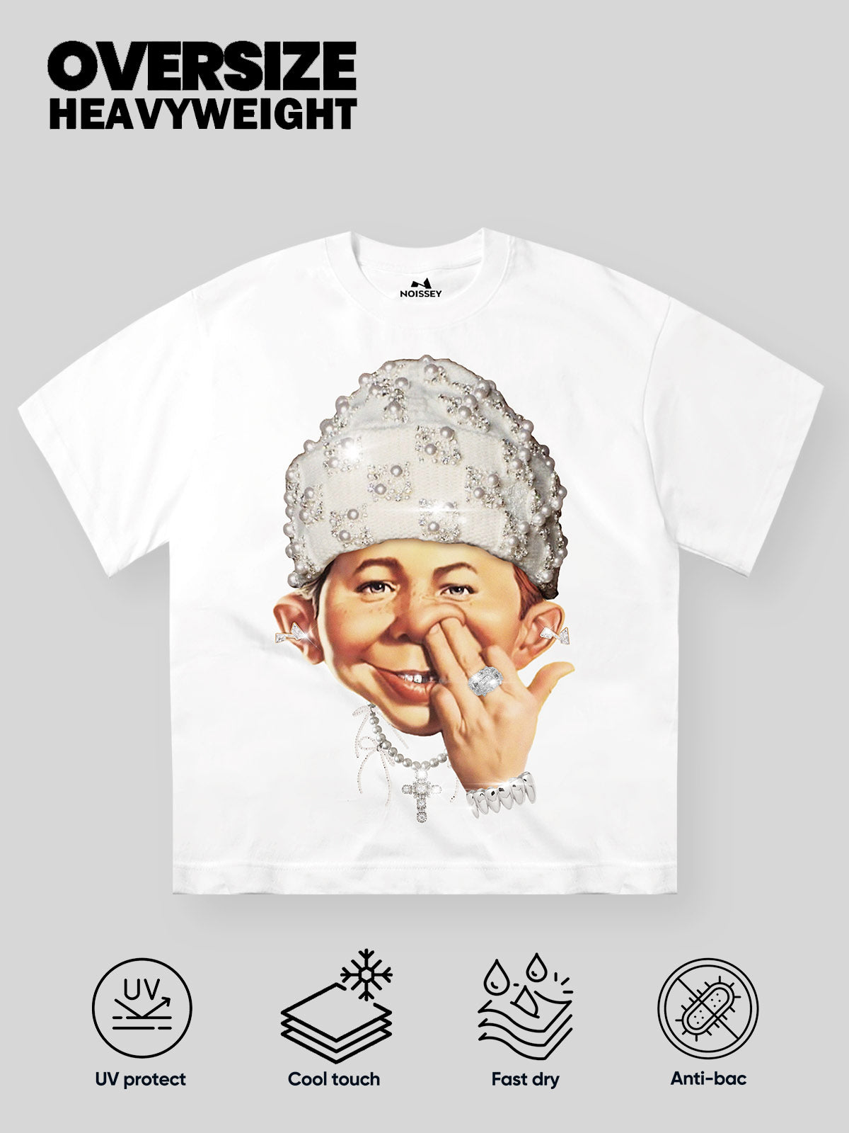 High-Quality Bad Boy Headband Pearl Hat Design 310g T-shirt