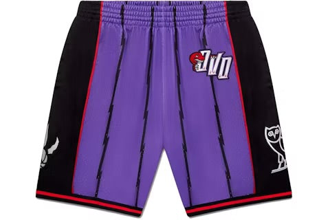 OVO Mitchell and Ness ‘95 Raptors Basketball Short Black Purple Black