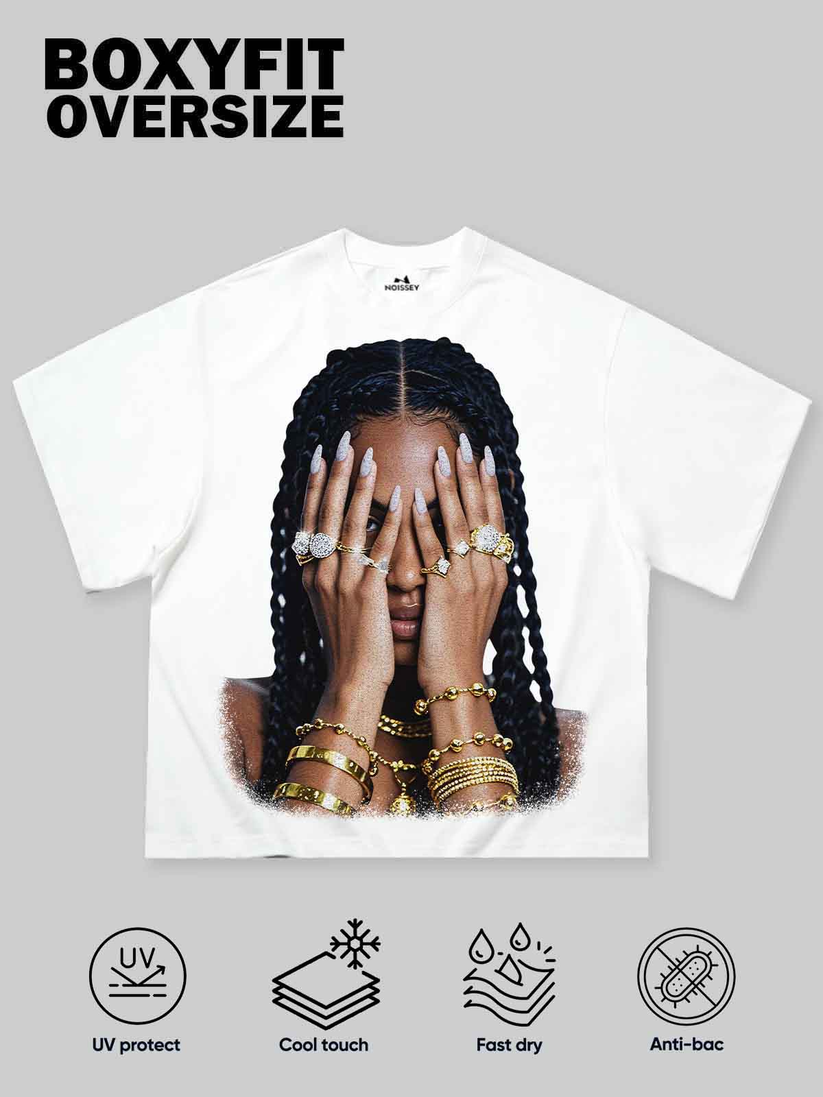 Boxy oversized T-shirt Girl & Her Gilded Nail Art Print T-Shirt