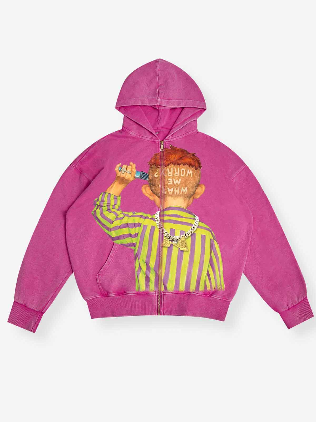 "What? me worry" Bad Boy Back Figure Print Hoodie