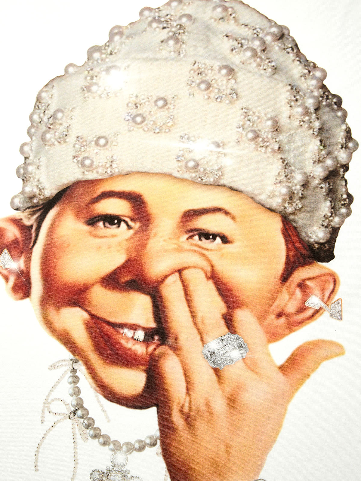 High-Quality Bad Boy Headband Pearl Hat Design 310g T-shirt