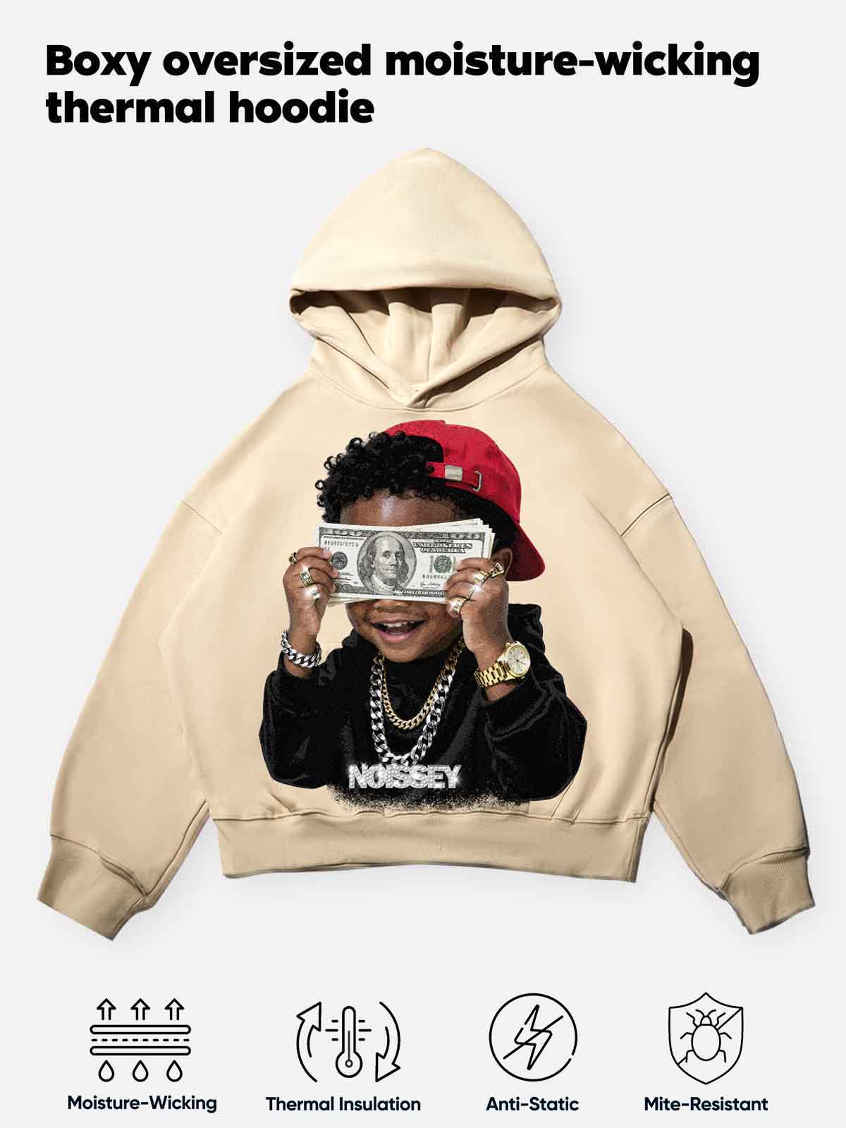 "No Money No Happy" Boy's Tech Fabric Hoodie