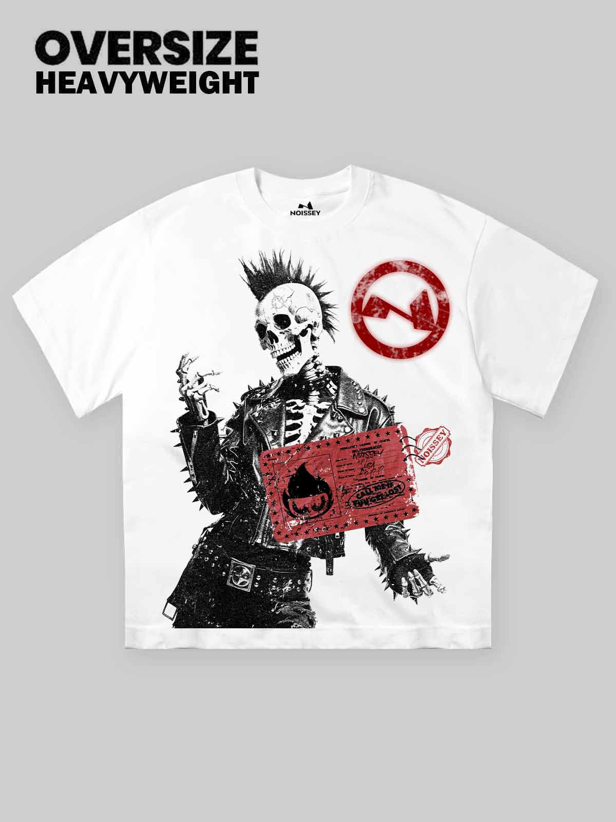 Punk Skull Teen ID Card Print T-shirt