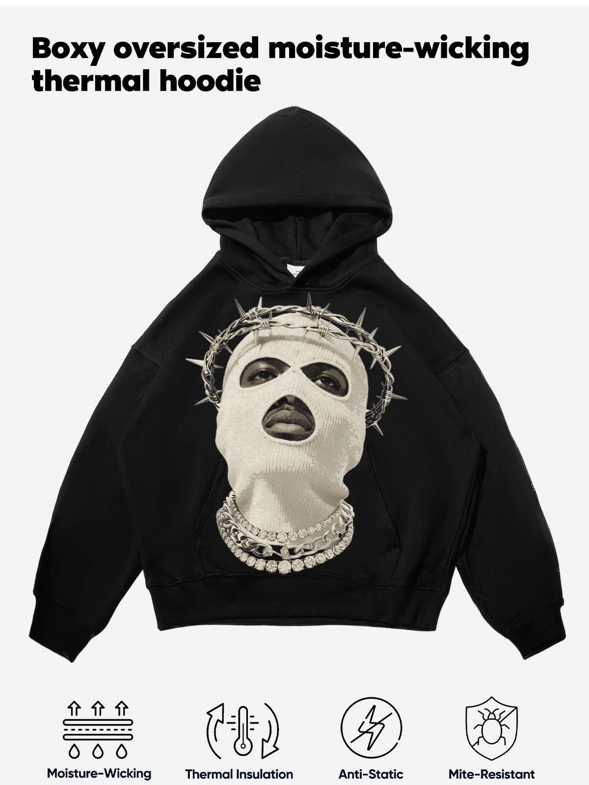 Thorn and Balaclava Diamond Necklace Tech Fabric Hoodie