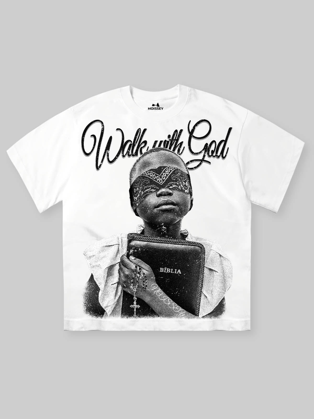 "Walk with God" Character Print T-Shirt
